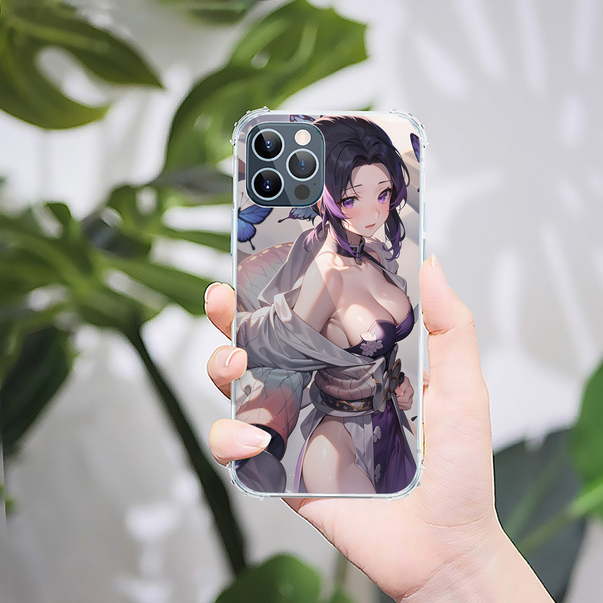 （画像用） 鬼滅の刃（きめつのやいば）蟲柱-胡蝶 しのぶ／こちょう しのぶ Kochou Shinobu 【iPhone 12シリーズ対応】透明スマホケース（クリアソフトケース）